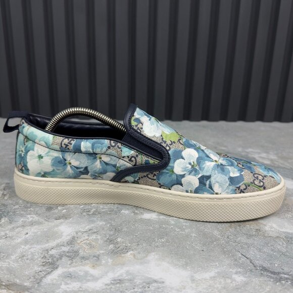 GUCCI Bloom Flower Print Blue GG Supreme Canvas Slip-on 8.5 G or 9 US 42.5 EU - Picture 10 of 16